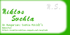 miklos svehla business card